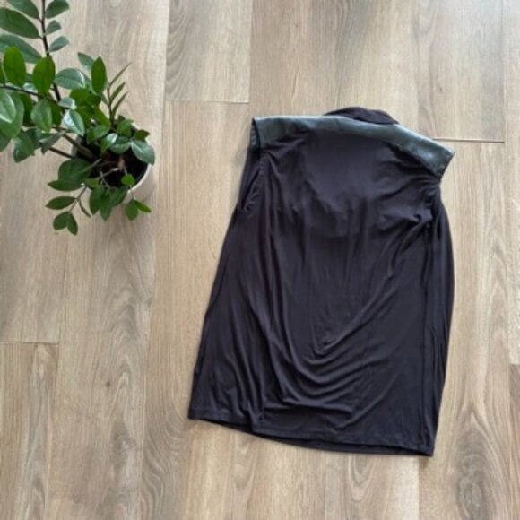 Michael Kors Black Sleeveless Cowl Neck Blouse with Leather Shoulder Detail - Picture 10 of 12